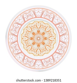 Creative round ornament with mandala. Vector illustration. For kitchen decoration.
