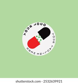 Creative Round Pharmacy Logo Black Red And Green Color
