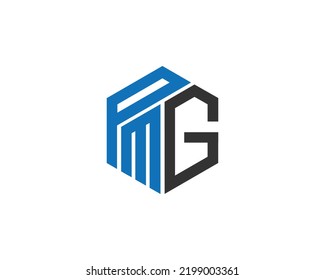 Creative Round PMG Letter Logo Icon Design Vector Symbol illustration.