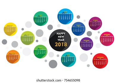 creative round shape new year 2018 calendar 2018 template design