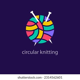 Creative round thread logo design. Unique design color transitions. Unique knitting knit logo template. vector