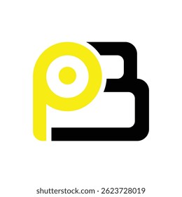 Creative Rounded Letter PB, P3 Logo in Bright Yellow and Black for Technology, Gaming, or Media Branding Purposes, photo box logo