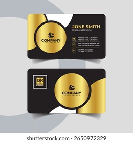 Creative Round-Edge Black and Gold Business Card Template for Premium Identity