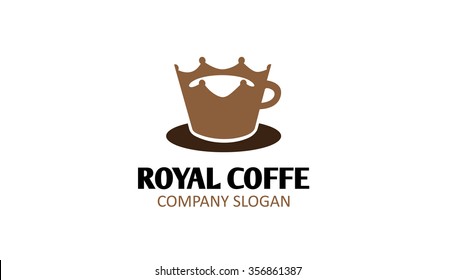 Creative Royal Coffee Mug Crown Symbol Logo Vector Design Illustration