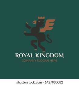 Creative Royal Kingdom Design. Royal Kingdom Design logo Horse with Beak and Tail.