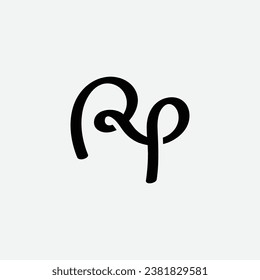 creative RP R P handwriting letter calligraphy initial logo design