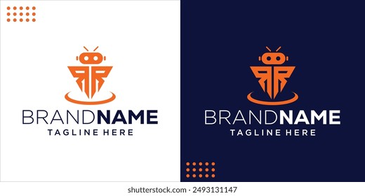 Creative RR Logo With Robot Head, Design Inspiration, Illustration, Vector