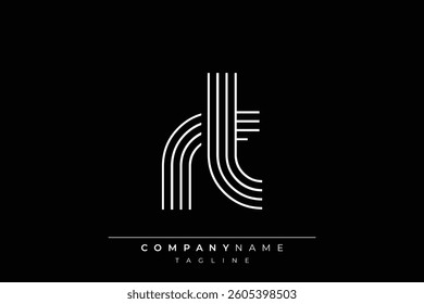 Creative RT lines letter logo design. A simplistic and elegant abstract logo design with linear patterns and initials, suitable for contemporary branding.