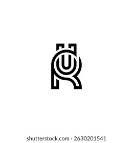 Diseño creativo del logotipo de la letra de RU con estilo minimalista moderno.