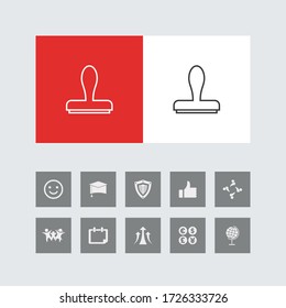 Icono creativo de línea de sello de caucho con iconos bonitos. 