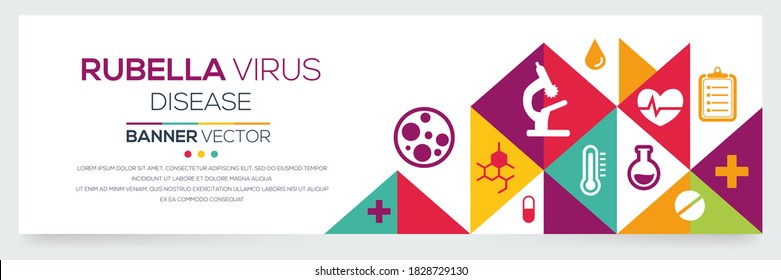 Creative (Rubella Virus) Disease Banner Word With Icons ,Vector Illustration.