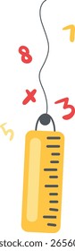 Régua criativa com design colorido de números representando matemática, educação, medição, ferramentas de aprendizagem e precisão acadêmica para fins de ensino e estudo.