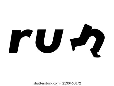 Kreatives Logo-Design von RUN. Schriftgrafische Gestaltung mit interessanter illustrierter N