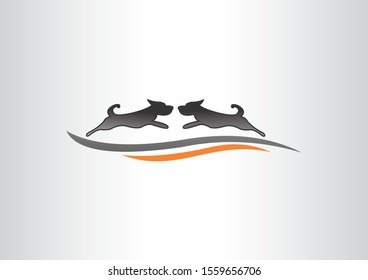 Creative running animal symbol logo design concept. Simple animal run with black color