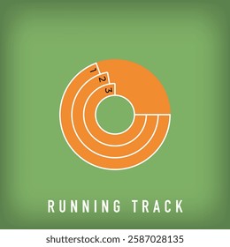 Creative running track logo design. Vector flat style. Athletics and sports identity design.