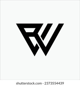 Creative RW or WR initial line art monogram minimal modern brand unique logo
