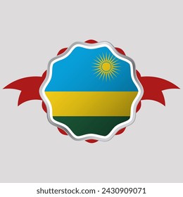 Emblema de etiqueta engomada de la bandera de Ruanda creativa
