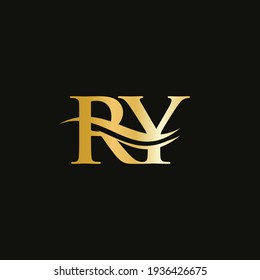 Creative RY letter with luxury concept. Modern RY Logo Design for business and company identity