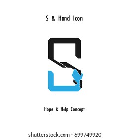 Creative S- alphabet icon abstract and hands icon design vector template.Business offer,partnership,hope,support or help concept.Corporate business and industrial logotype symbol.Vector illustration