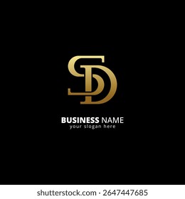 Logotipo creativo de la letra de S y de D, diseño de lujo del monograma.