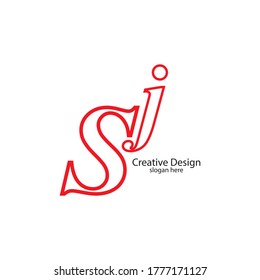 Creative S and J lettering monogram logo design
