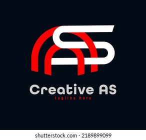 Creative A and S letter combination logo design. Linear animated corporate sports logo. Unique custom minimal design template vector illustration