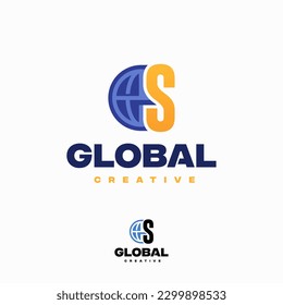 Plantilla de diseño de logotipo de concepto de globo de carta creativa S, plantilla de diseños de logotipos de planetas mundiales