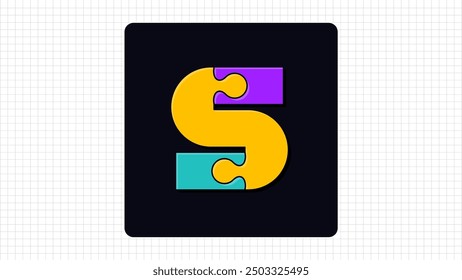 Logo creativo del rompecabezas del Vector de la letra de S, logotipo colorido elegante de las piezas Letra S, símbolo del logotipo del carácter de S