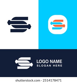 Logotipo S criativo com seta. Adequado para empresas de transporte, viagens ou outras.