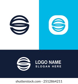 Creative S-Logo-Kunst mit Weltkonzept.