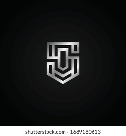 Creative S Logo with shield shaped and line art style