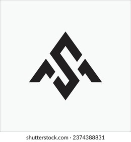 Creative AS or SA initial triangle shape pattern line art monogram modern brand unique logo design