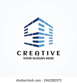 Creative SA letters building house logo design symbol