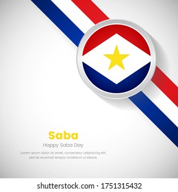 Creative Saba national flag on circle. Saba day country with classic background