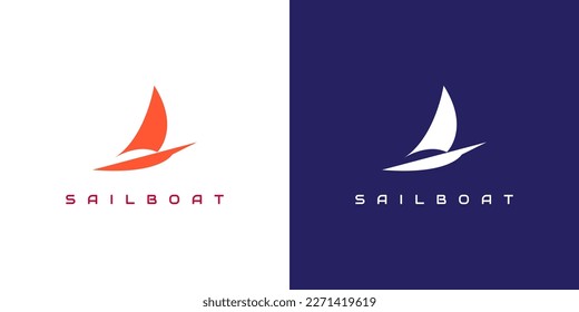 Creative sailboat logo design vector template With Double Background