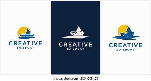 Creative sailboat logo set design sailboat icon vector template vector template ship icon vector