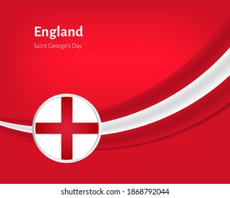 Creative saint georges day of England greeting background with wavy flag illustration