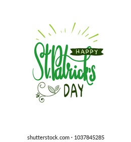 Creative Saint Patrick's Day Emblem, Hand Drawn Lettering Irish Typography Icon Vector Illustration