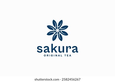 creative Sakura original tea symbol logo vector design template. silhouette blossom, flower, Chinese Tea, floral, spring and botanical icon logo design vector illustration isolated on white 