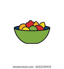 Creative salad bowl full of colorful veggies Vector illustration