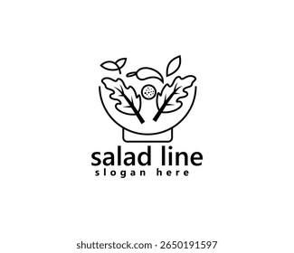 creative salad, lettuce logo, salad in a striped bowl, logo design inspiration