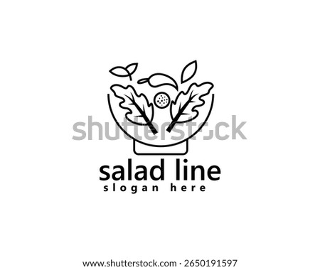 creative salad, lettuce logo, salad in a striped bowl, logo design inspiration