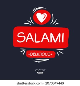 Creative (Salami) logo, type of Italian cured sausage, vector illustration.