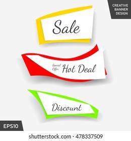 Creative sale banner collection. Set of colorful sale elements for promotion, advertisement and other purposes. Website sale banner or sticker design. Vector sale illustration, sale art eps 10
