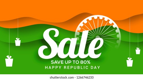 Creative sale banner or sale poster for celebration of Indian Republic Day