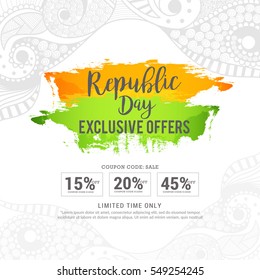 Creative sale banner or sale poster for celebration of Indian Republic Day.