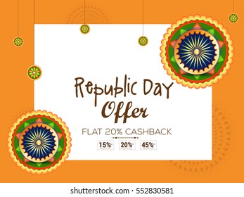 Creative sale banner or sale poster for celebration of Indian Republic Day.