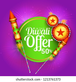 Creative sale banner or sale poster for festival of diwali celebration background.