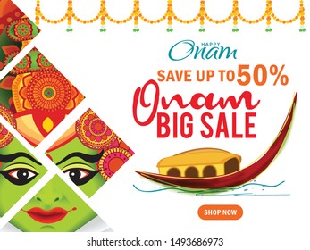 Creative Sale Banner Or Sale Poster For Festival Of Onam Celebration.