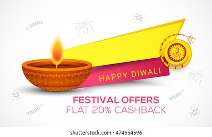 Creative sale banner or sale poster for festival of diwali celebration background.